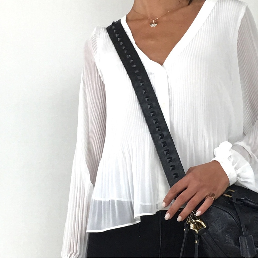 Zara Chiffon Pleated Button up Blouse